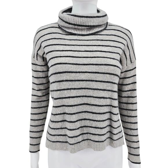 Madewell Striped Cowl Pullover Wool Blend Sweater Gray M - Picture 1 of 7